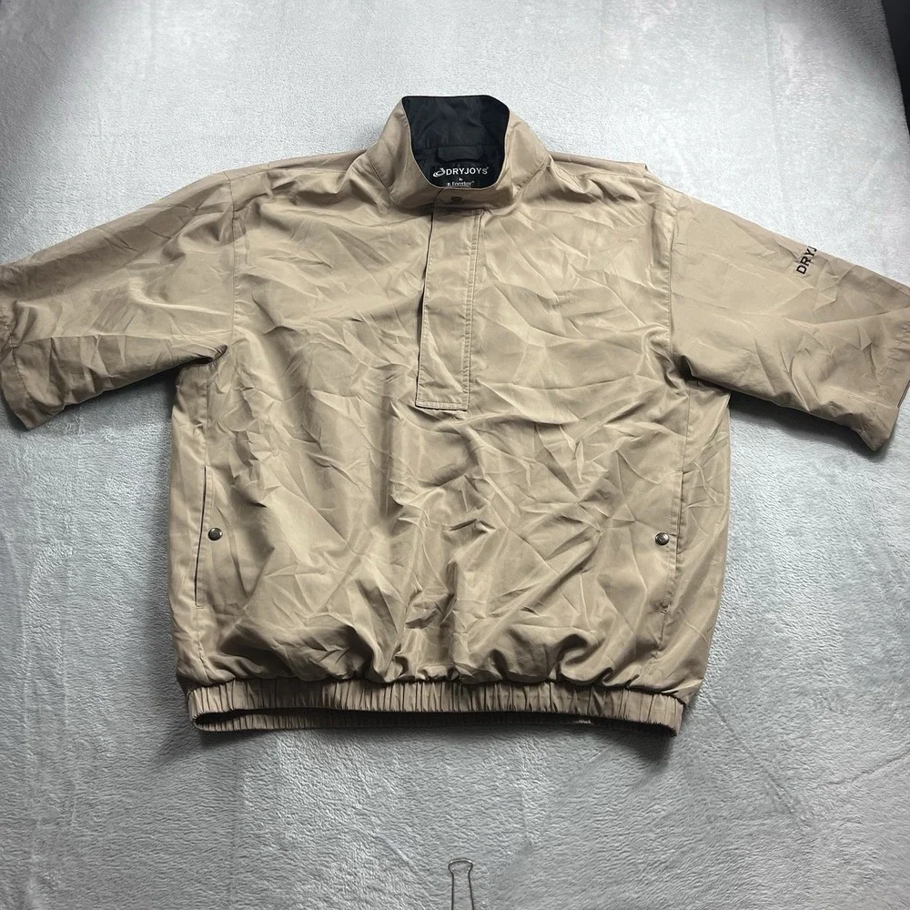 Footjoy Dryjoys Jacket Mens L Brown‎ Golf Windbreaker Caped Zip Snap Front VTG